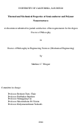 Cover page: Thermal and Mechanical Properties of Semiconductor and Polymer Nanostructures