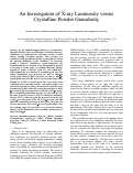 Cover page: An Investigation of X-ray Luminosity versus Crystalline Powder Granularity