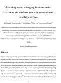 Cover page: Enabling Rapid Charging Lithium Metal Batteries via Surface Acoustic Wave‐Driven Electrolyte Flow