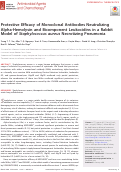 Cover page: Protective Efficacy of Monoclonal Antibodies Neutralizing Alpha-Hemolysin and Bicomponent Leukocidins in a Rabbit Model of Staphylococcus aureus Necrotizing Pneumonia.