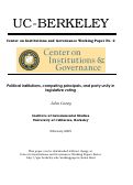 Cover page: Political Institutions, Competing Principals, and Party Unity in Legislative Voting
