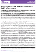 Cover page: Group A streptococcal M protein activates the NLRP3 inflammasome