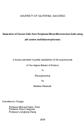 Cover page: Separation of cancer cells from peripheral blood mononuclear cells using pH control and dielectrophoresis