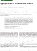 Cover page: New developments in the use of positive airway pressure for obstructive sleep apnea