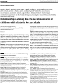 Cover page: Relationships among biochemical measures in children with diabetic ketoacidosis