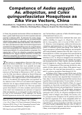 Cover page: Competence of Aedes aegypti, Ae. albopictus, and Culex quinquefasciatus Mosquitoes as Zika Virus Vectors, China