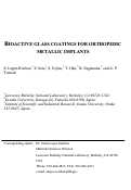 Cover page: Bioactive glass coatings for orthopedic metallic implants