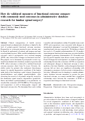 Cover page: How do validated measures of functional outcome compare with commonly used outcomes in administrative database research for lumbar spinal surgery?