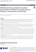 Cover page: Withdrawal during outpatient low dose buprenorphine initiation in people who use fentanyl: a retrospective cohort study.