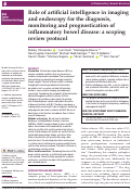 Cover page: Role of artificial intelligence in imaging and endoscopy for the diagnosis, monitoring and prognostication of inflammatory bowel disease: a scoping review protocol.