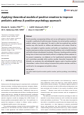 Cover page: Applying theoretical models of positive emotion to improve pediatric asthma: A positive psychology approach
