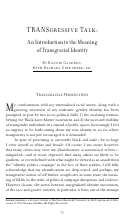 Cover page: TRANSgressive Talk: An Introduction to the Meaning of Transgracial Identity