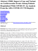 Cover page: Abstract 13840: Impact of Age and Variant on Cardiovascular Events Among Patients Hospitalized With COVID-19: An Analysis From the AHA COVID-19 CVD Registry