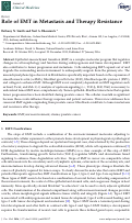 Cover page: Role of EMT in Metastasis and Therapy Resistance.
