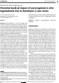 Cover page: Potential medical impact of unrecognized in&nbsp;vitro hypokalemia due to hemolysis: a case series.