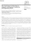 Cover page: The Causal Impact of Schooling on Children's Development: Lessons for Developmental Science