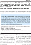 Cover page: Development of a Robust Method for Isolation of Shiga Toxin-Positive Escherichia coli (STEC) from Fecal, Plant, Soil and Water Samples from a Leafy Greens Production Region in California