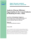 Cover page: Analysis of Energy-Efficiency Opportunities for the Cement Industry in Shandong Province, China