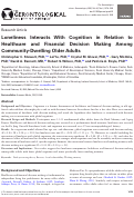 Cover page: Loneliness Interacts With Cognition in Relation to Healthcare and Financial Decision Making Among Community-Dwelling Older Adults.