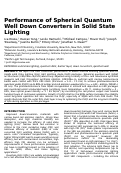 Cover page: Performance of Spherical Quantum Well Down Converters in Solid State Lighting