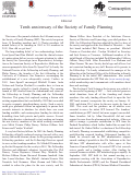 Cover page: Tenth anniversary of the Society of Family Planning.