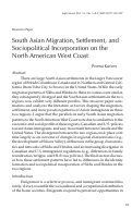 Cover page: South Asian Migration, Settlement, and Sociopolitical Incorporation on the North American West Coast