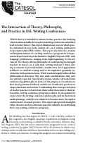 Cover page: The Interaction of Theory, Philosophy, and Practice in ESL Writing Conferences