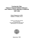 Cover page: Turning the Tide: Tobacco Industry Political Influence and Tobacco Policy Making in California 1997-1999