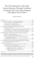 Cover page: The Transformation of the State Secrets Doctrine Through Conflation of <i>Reynolds</i> and <i>Totten</i>: The Problems with <i>Jeppesen</i> and <i>El-Masri</i>