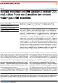 Cover page of Sulfate residuals on Ru catalysts switch CO2 reduction from methanation to reverse water-gas shift reaction.