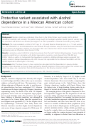 Cover page: Protective variant associated with alcohol dependence in a Mexican American cohort