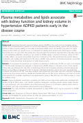 Cover page: Plasma metabolites and lipids associate with kidney function and kidney volume in hypertensive ADPKD patients early in the disease course