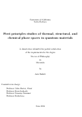 Cover page: First principles studies of thermal, structural, and chemical phase spaces in quantum materials