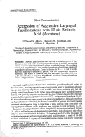 Cover page: Regression of aggressive laryngeal papillomatosis with 13-cis-retinoic acid (accutane).