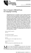 Cover page: How to Unpack a Difficult Poem for Language Learning