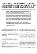 Cover page: Visual outcome correlates with inner macular volume in eyes with surgically closed macular hole.