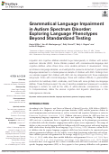 Cover page: Grammatical Language Impairment in Autism Spectrum Disorder: Exploring Language Phenotypes Beyond Standardized Testing