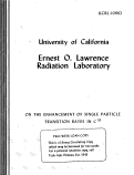 Cover page: ON THE ENHANCEMENT OF SINGLE PARTICLE TRANSITION RATES IN C13