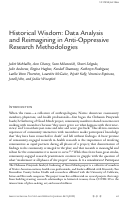 Cover page: Historical Wisdom: Data Analysis and Reimagining in Anti-Oppressive Research Methodologies