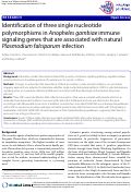 Cover page: Identification of three single nucleotide polymorphisms in Anopheles gambiae immune signaling genes that are associated with natural Plasmodium falciparum infection