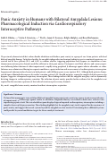 Cover page: Panic Anxiety in Humans with Bilateral Amygdala Lesions: Pharmacological Induction via Cardiorespiratory Interoceptive Pathways