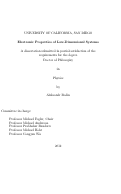 Cover page: Electronic properties of low-dimensional systems