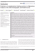 Cover page: Predictors of complementary feeding practices in Afghanistan: Analysis of the 2015 Demographic and Health Survey