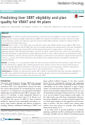 Cover page: Predicting liver SBRT eligibility and plan quality for VMAT and 4π plans