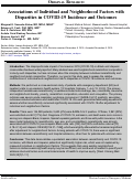 Cover page: Associations of Individual and Neighborhood Factors with Disparities in COVID-19 Incidence and Outcomes