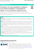 Cover page: Prevalence of musculoskeletal conditions and related disabilities in Bangladeshi adults: a cross-sectional national survey.