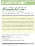 Cover page: Hippocampal hyperphosphorylated tau-induced deficiency is rescued by L-type calcium channel blockade