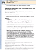 Cover page: Determinants of manganese levels in house dust samples from the CHAMACOS cohort