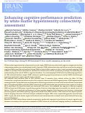 Cover page: Enhancing cognitive performance prediction by white matter hyperintensity connectivity assessment.