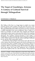 Cover page: The Yaqui of Guadalupe, Arizona: A Century of Cultural Survival through Trilingualism